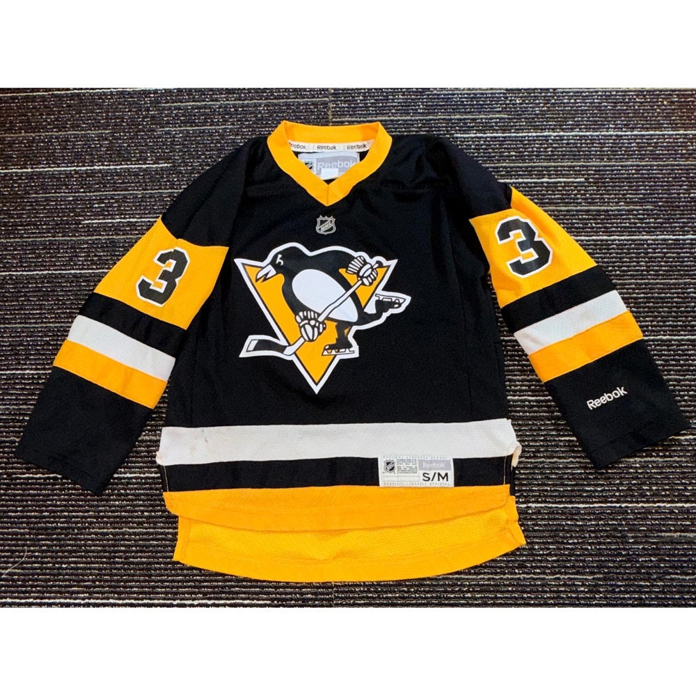 Reebok Pittsburgh Penguins Hockey Jersey Kids Youth S/M NHL Black Gold
